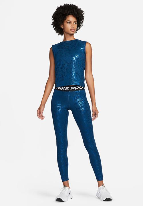 Nike - W Nike pro df short sleeve top sparkle - valerian blue & black