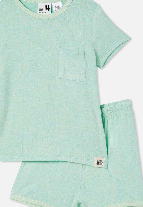 Cotton On - Max short sleeve pyjama set - washed spearmint/heaven blue