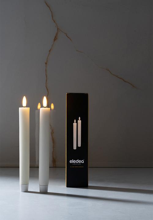 Eledea - LED taper candle set of 2- white