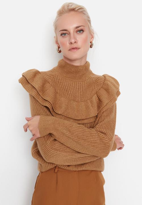 Trendyol - Flywheel detail knit sweater - camel
