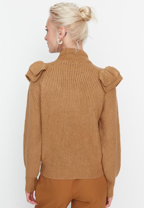 Trendyol - Flywheel detail knit sweater - camel