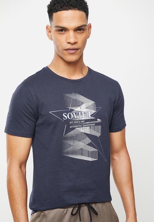 SOVIET - M greyson short sleeve logo tee - navy