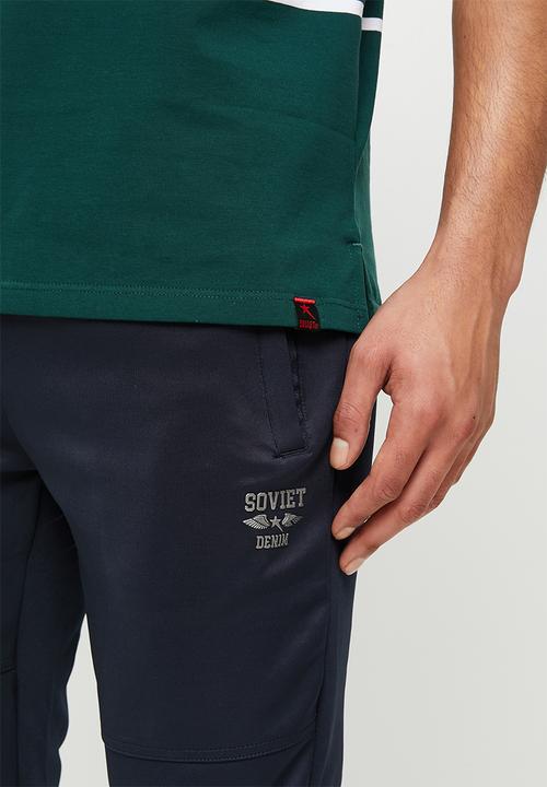 SOVIET - M weston short sleeve y/dye stripe golfer - navy