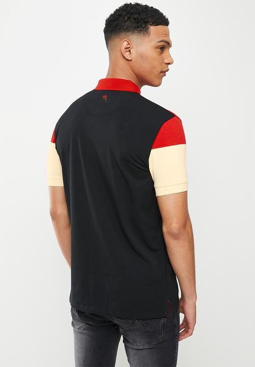 SOVIET - M bennett short sleeve y/dye stripe golfer - black