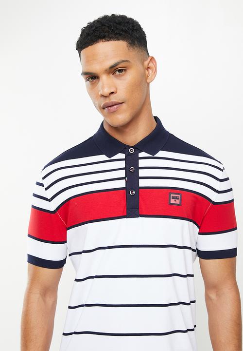 SOVIET - M oakley short sleeve y/dye stripe golfer - white