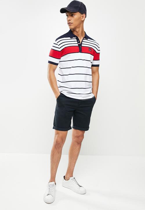 SOVIET - M oakley short sleeve y/dye stripe golfer - white