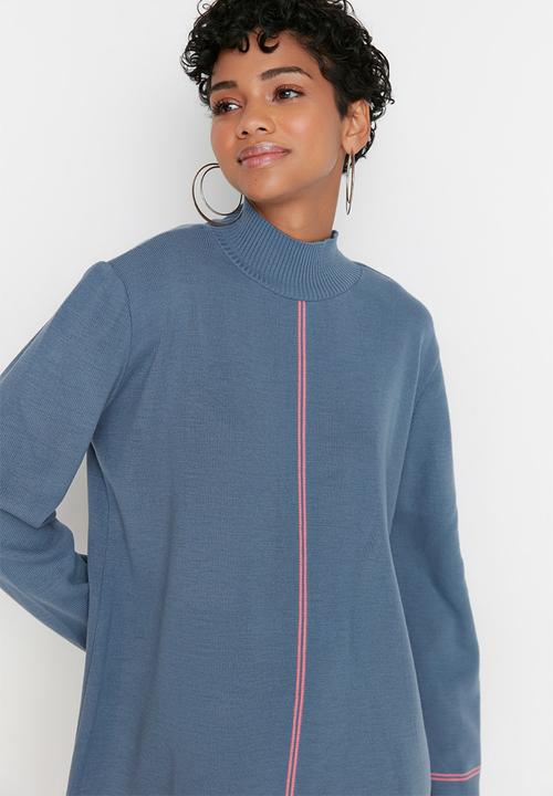 Trendyol - High collar knit dress - indigo