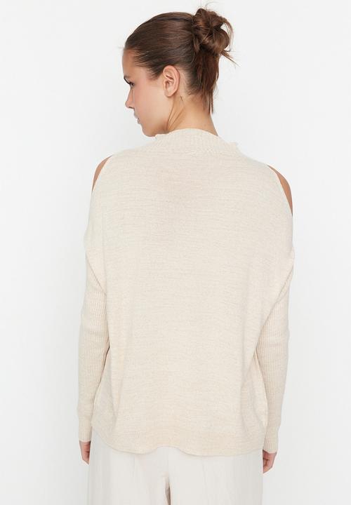 Trendyol - Exposed shoulders knit sweater - stone
