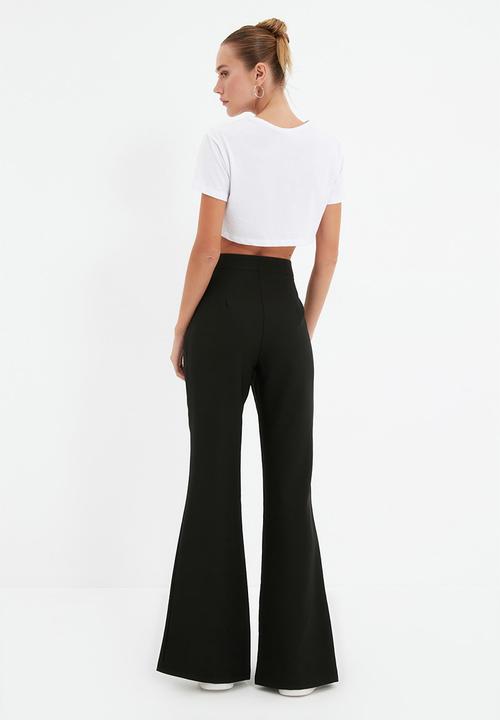 Trendyol - Wide leg front slit trousers - black