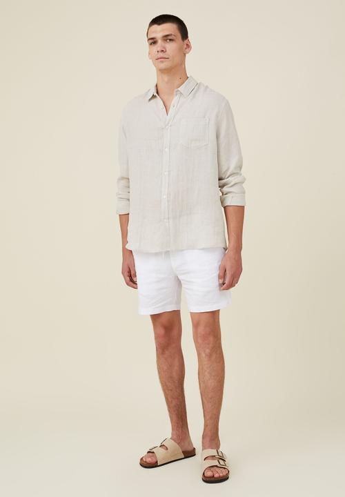 Cotton On - Linen long sleeve shirt - oatmeal