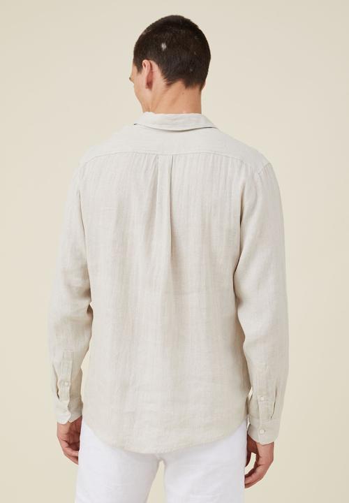 Cotton On - Linen long sleeve shirt - oatmeal