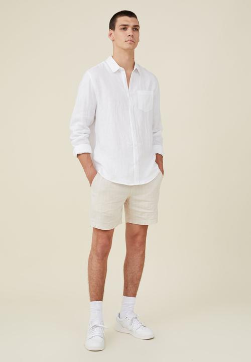 Cotton On - Linen long sleeve shirt - white