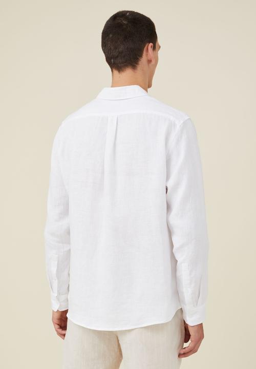 Cotton On - Linen long sleeve shirt - white