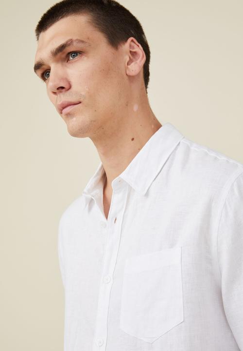 Cotton On - Linen long sleeve shirt - white