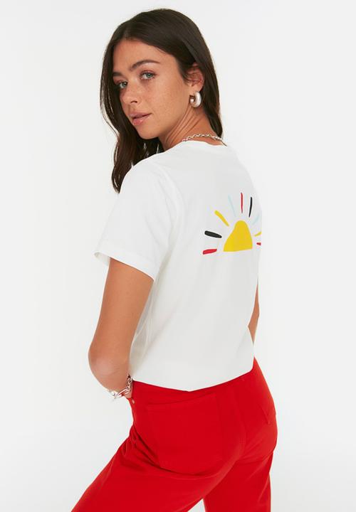 Trendyol - Back printed basic T-shirt - white