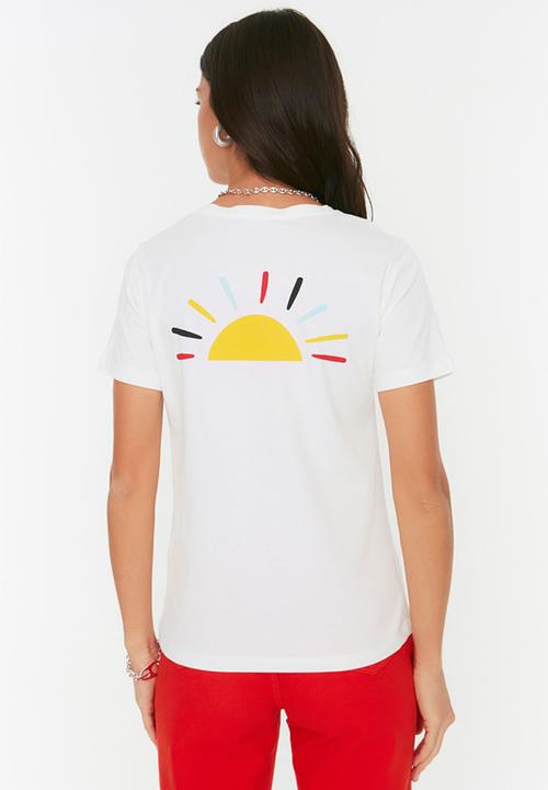 Trendyol - Back printed basic T-shirt - white