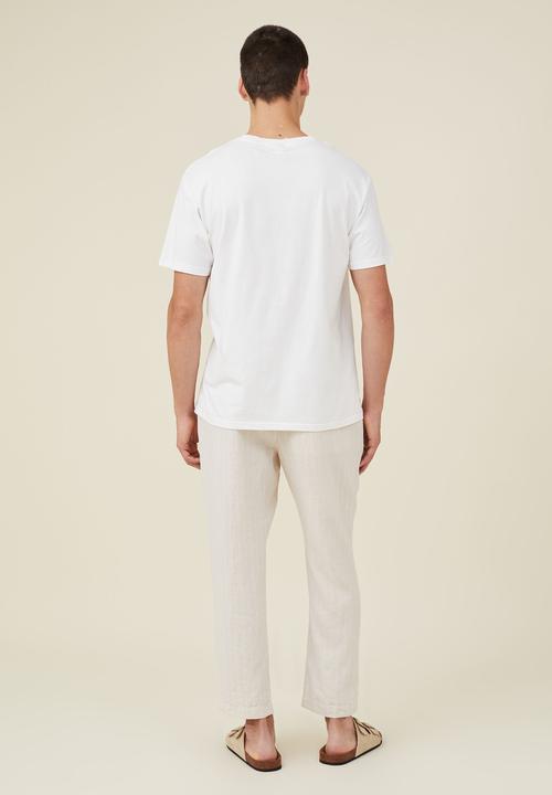Cotton On - Linen pant - oatmeal thin stripe