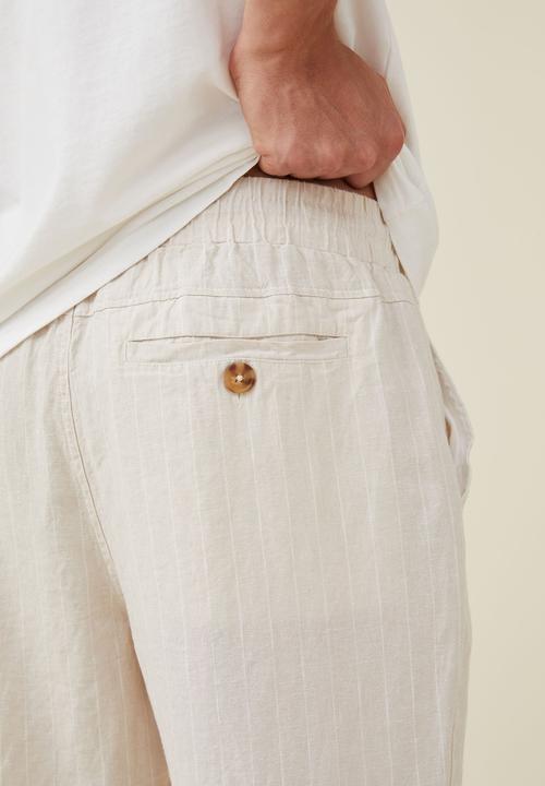 Cotton On - Linen pant - oatmeal thin stripe