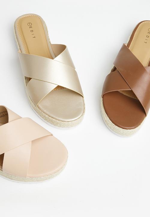 edit - Cross-strap espadrille - brown