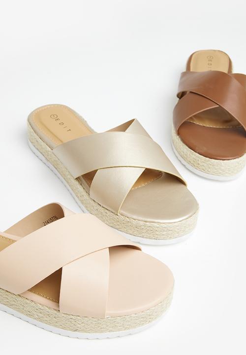 edit - Cross-strap espadrille - brown