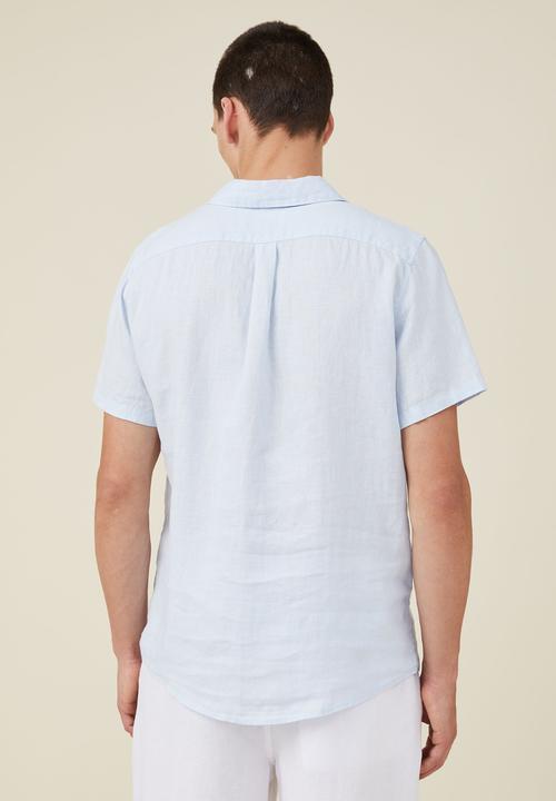 Cotton On - Linen short sleeve shirt - light blue