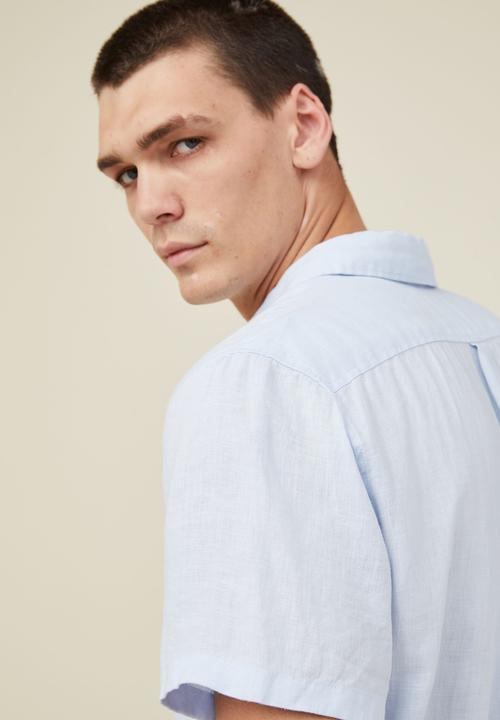 Cotton On - Linen short sleeve shirt - light blue