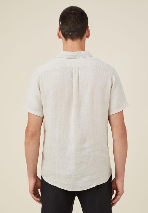 Cotton On - Linen short sleeve shirt - oatmeal