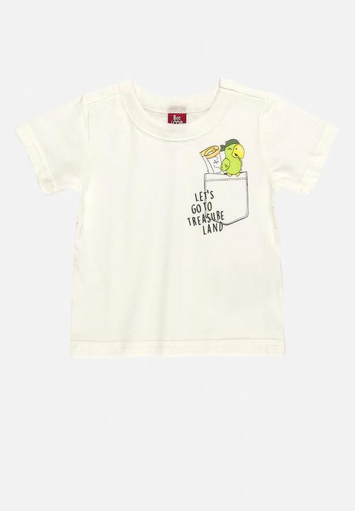 Bee Loop - Jersey tee and microfiber shorts set - off white & khaki 