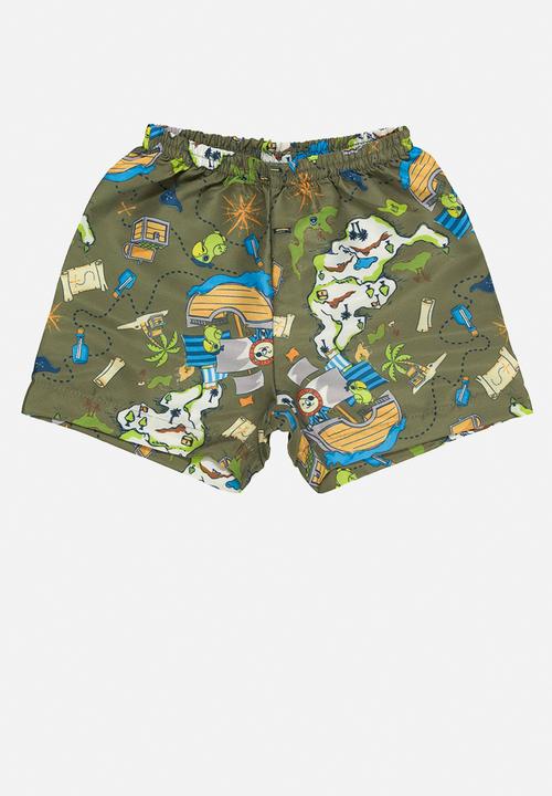 Bee Loop - Jersey tee and microfiber shorts set - off white & khaki 