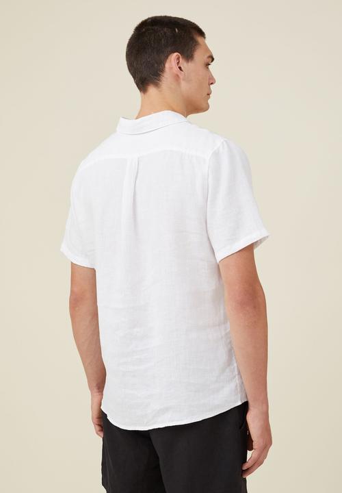Cotton On - Linen short sleeve shirt - white