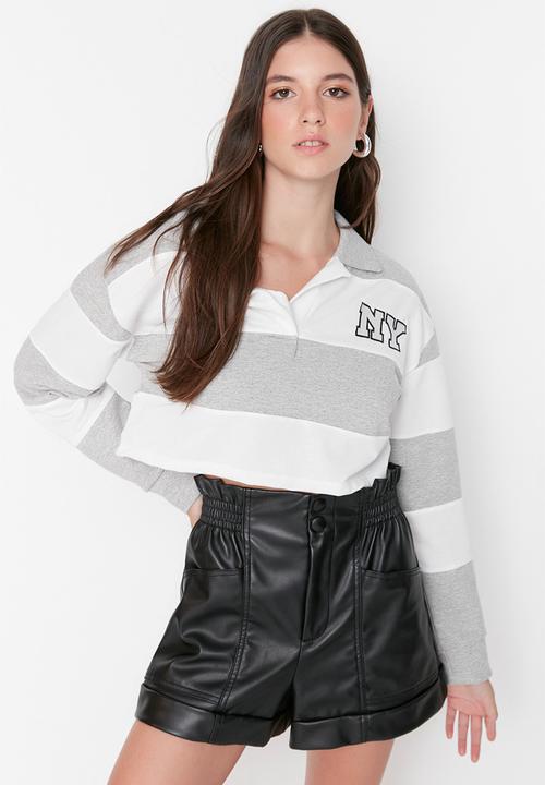 Trendyol - Crop thin knit sweatshirt - grey