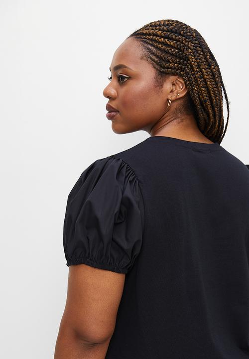Superbalist - Poplin sleeve top - black