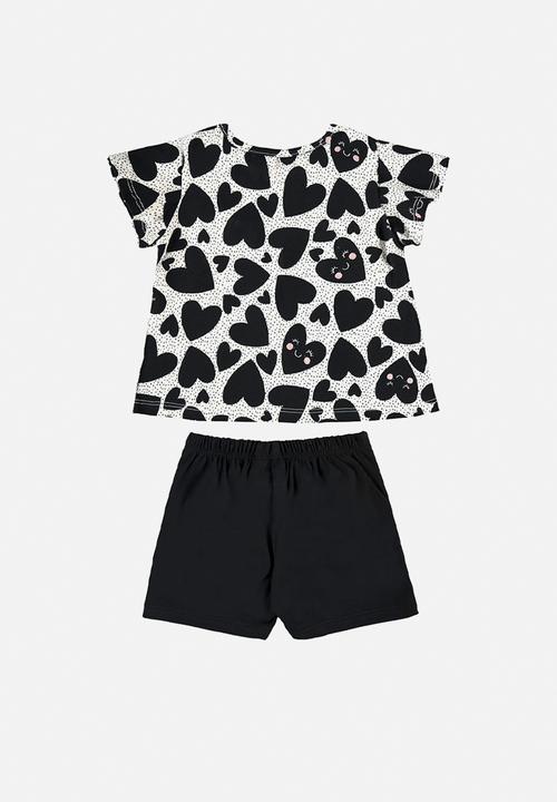 Quimby - Elastane jersey blouse and shorts - black