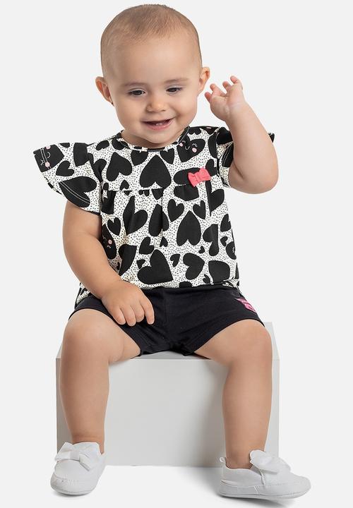 Quimby - Elastane jersey blouse and shorts - black
