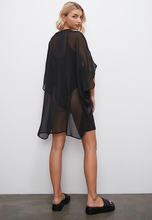 Superbalist - Short sheer cover up - black