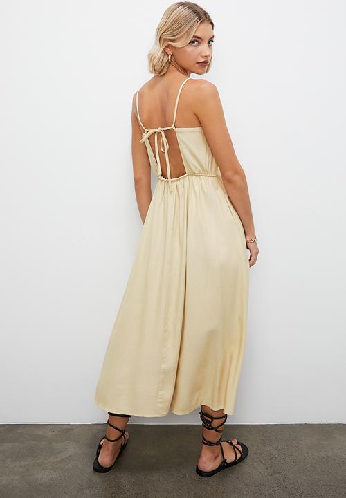 Superbalist - Strappy linen cut out fit & flare - natural