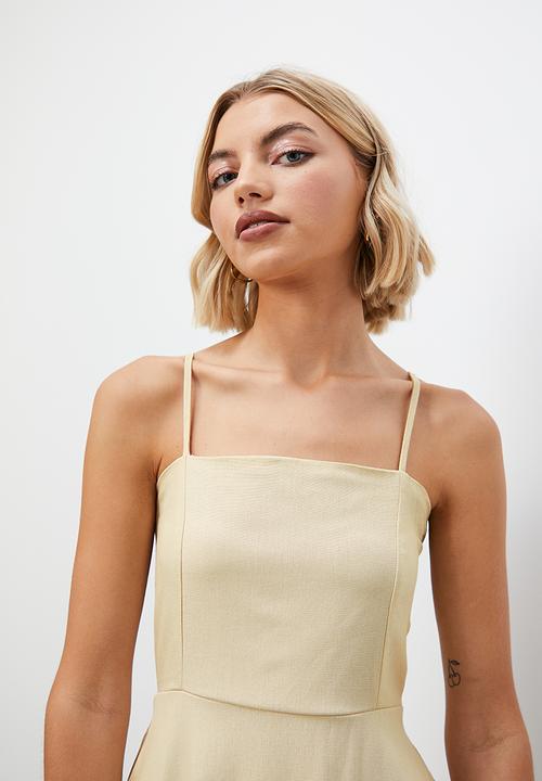 Superbalist - Strappy linen cut out fit & flare - natural