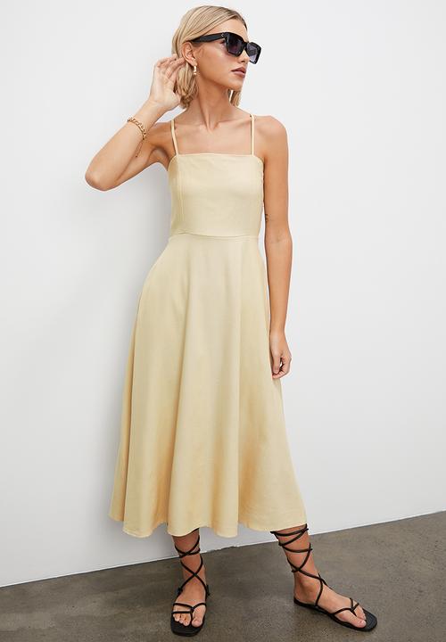 Superbalist - Strappy linen cut out fit & flare - natural
