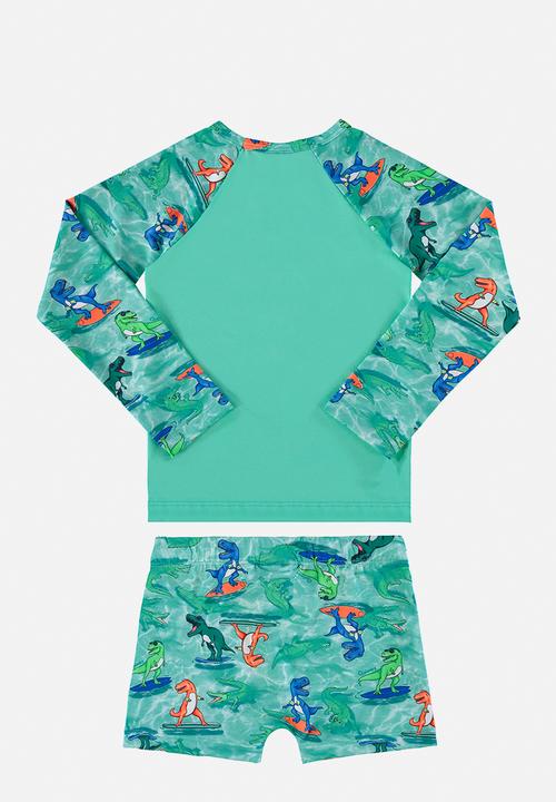 Quimby - Upf 50+ sun protection T-shirt and swimming trunks - green