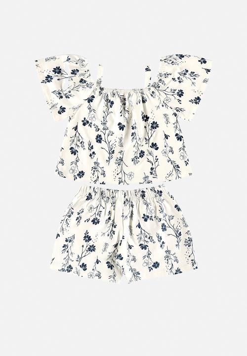 Quimby - Elastane jersey crop top and shorts - white