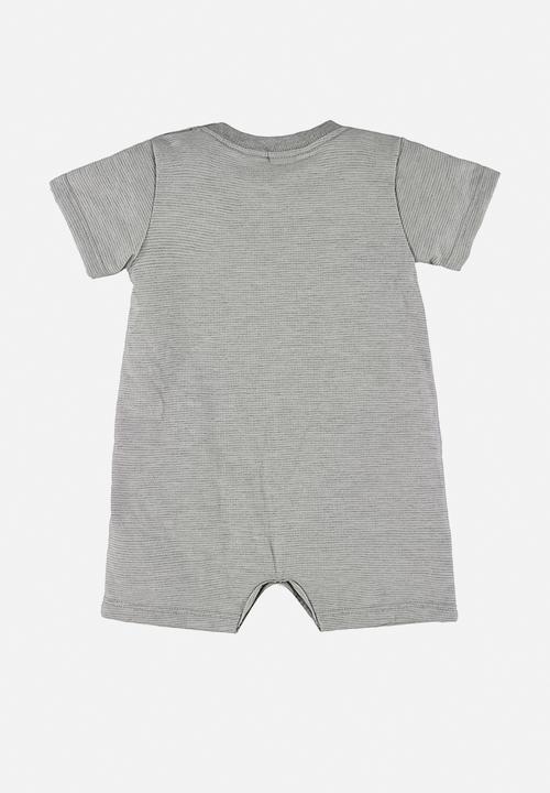 UP Baby - Yarn dyed single jersey romper - grey