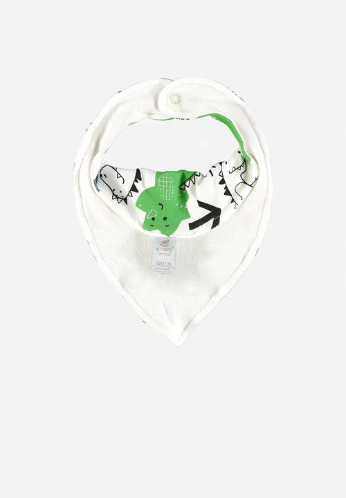 UP Baby - Soft jersey cotton bib - off white & green