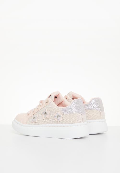 Pierre Cardin - Kids meshed embellished star sneaker - pink