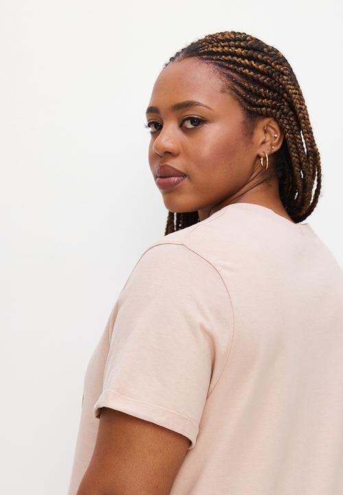 Blake - Plus mini T-shirt dress - stone