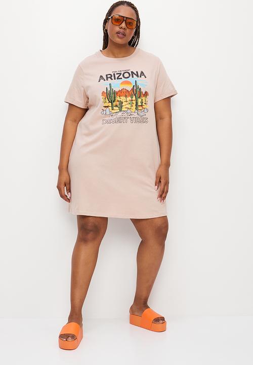 Blake - Plus mini T-shirt dress - stone