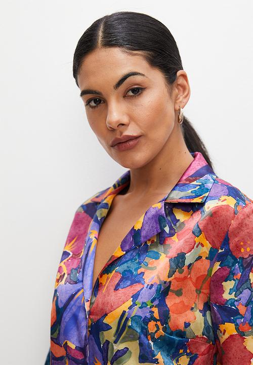 edit - Satin floral shirt - multi