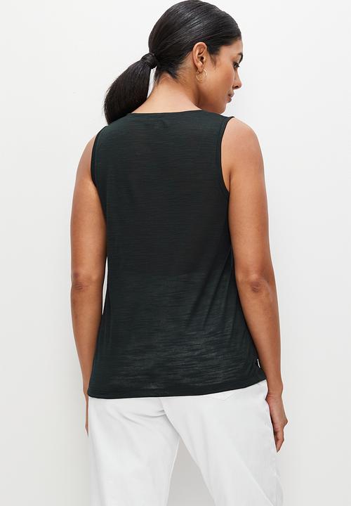 edit - Scoopneck linen slub vest - black