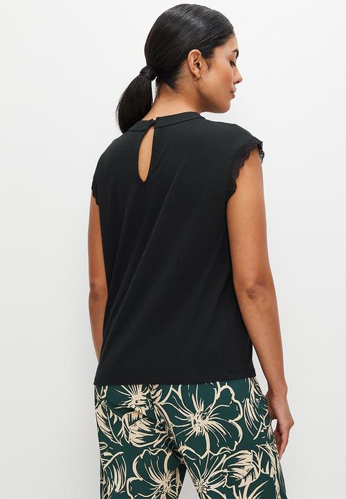 edit - Lace trim grownon tee - black