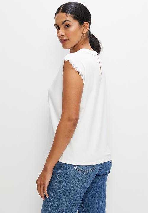 edit - Lace trim grownon tee - milk