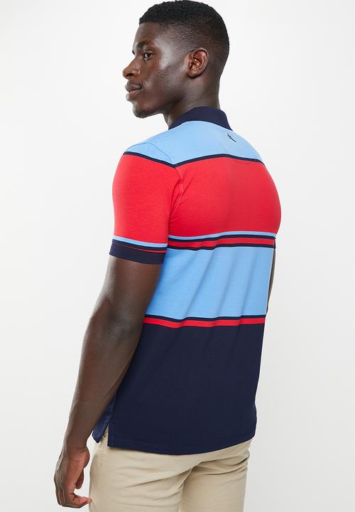 SOVIET - M landon short sleeve y/dye stripe golfer - sky blue